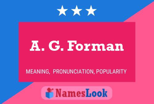 A. G. Forman 名字海报