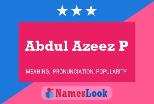 Abdul Azeez P 名字海报