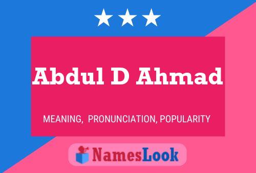 Abdul D Ahmad 名字海报