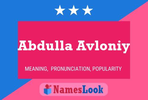 Abdulla Avloniy 名字海报