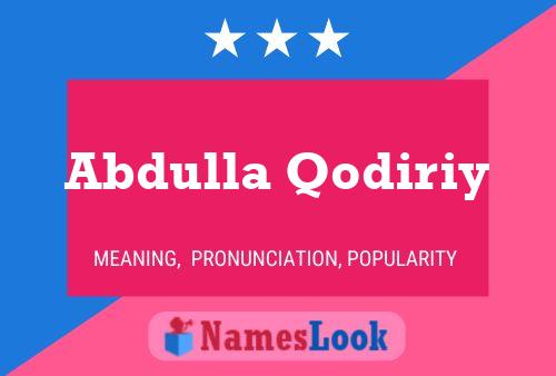 Abdulla Qodiriy 名字海报