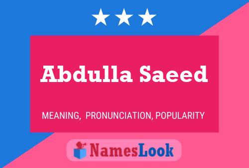 Abdulla Saeed 名字海报