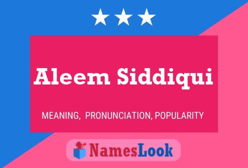 Aleem Siddiqui 名字海报