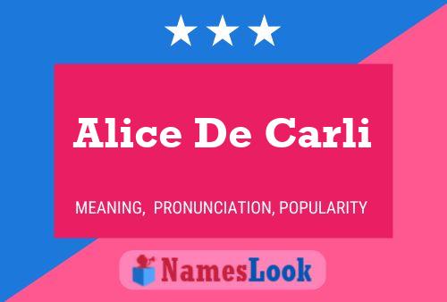 Alice De Carli 名字海报