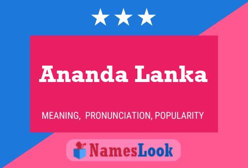 Ananda Lanka 名字海报