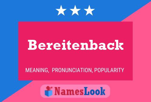 Bereitenback 名字海报