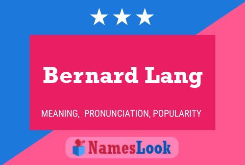 Bernard Lang 名字海报