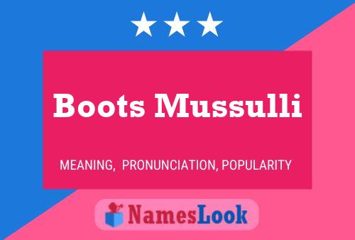 Boots Mussulli 名字海报