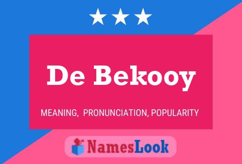 De Bekooy 名字海报