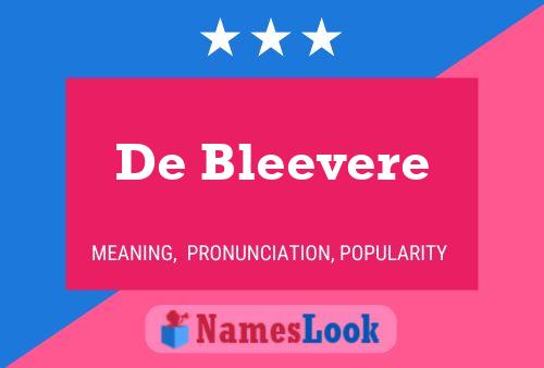 De Bleevere 名字海报