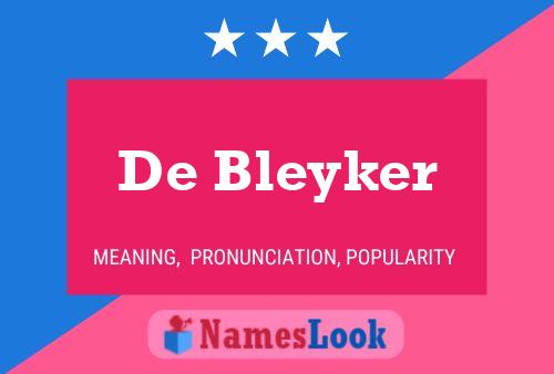 De Bleyker 名字海报