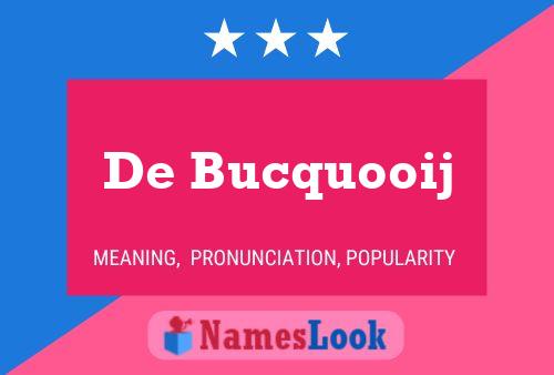 De Bucquooij 名字海报