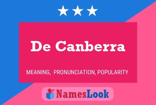 De Canberra 名字海报