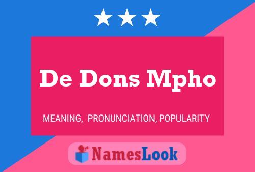 De Dons Mpho 名字海报