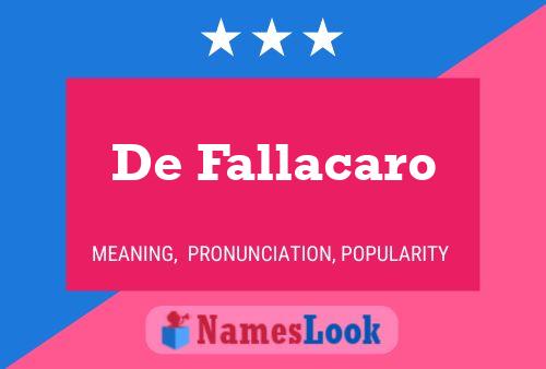 De Fallacaro 名字海报