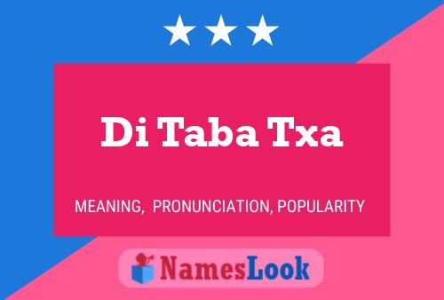 Di Taba Txa 名字海报