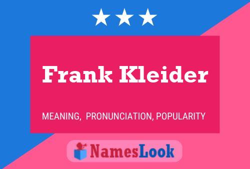 Frank Kleider 名字海报