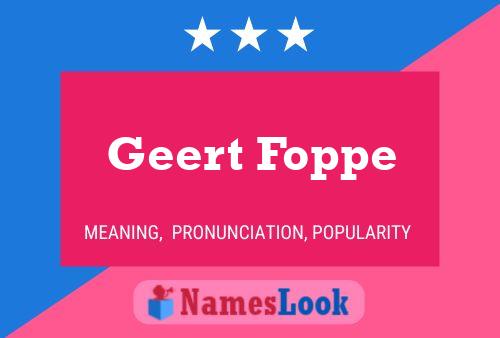 Geert Foppe 名字海报