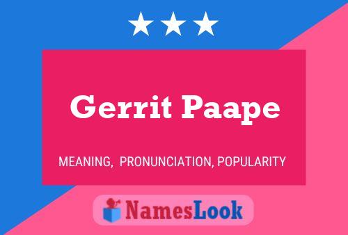 Gerrit Paape 名字海报