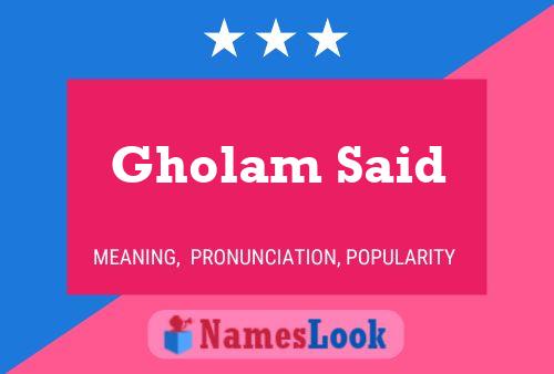 Gholam Said 名字海报