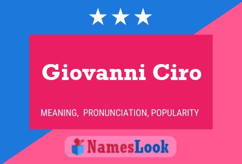 Giovanni Ciro 名字海报