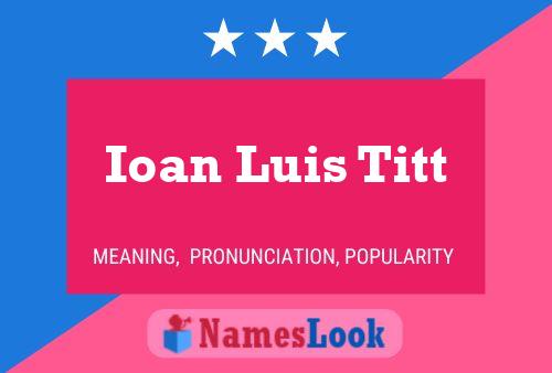 Ioan Luis Titt 名字海报