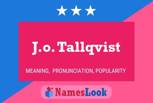 J.o. Tallqvist 名字海报