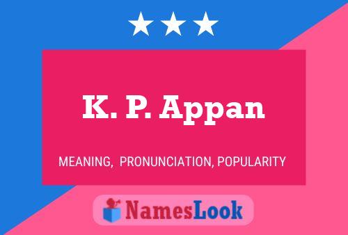 K. P. Appan 名字海报