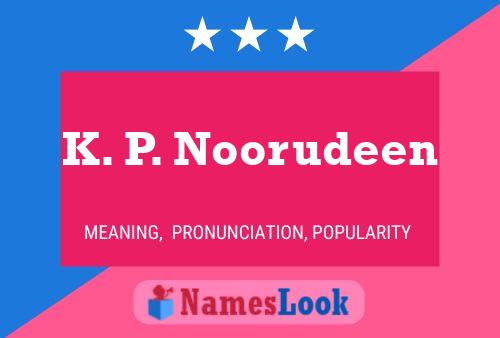 K. P. Noorudeen 名字海报