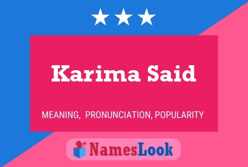 Karima Said 名字海报