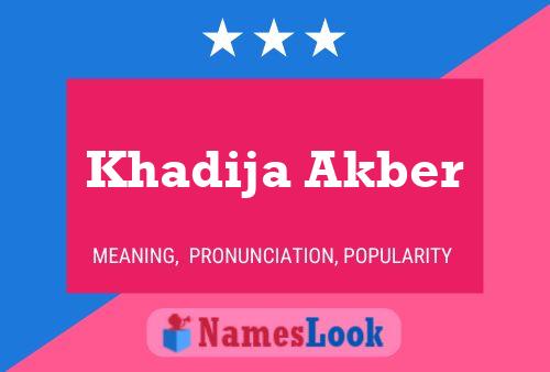 Khadija Akber 名字海报