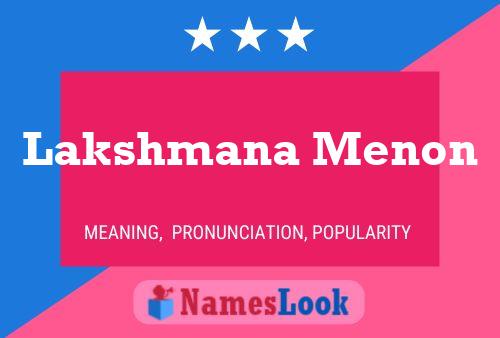 Lakshmana Menon 名字海报