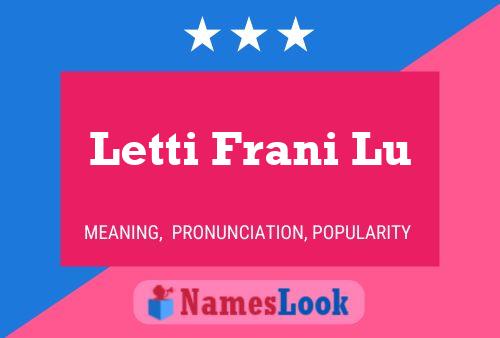 Letti Frani Lu 名字海报