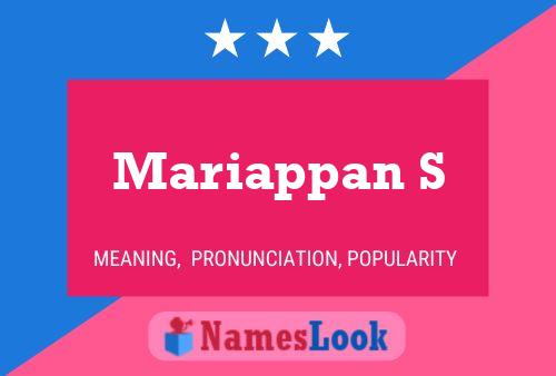 Mariappan S 名字海报