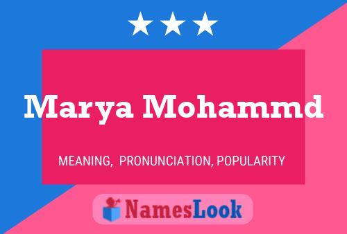 Marya Mohammd 名字海报