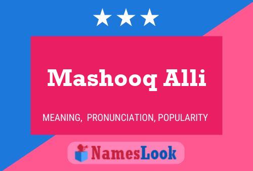 Mashooq Alli 名字海报