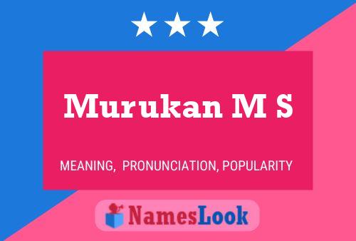 Murukan M S 名字海报