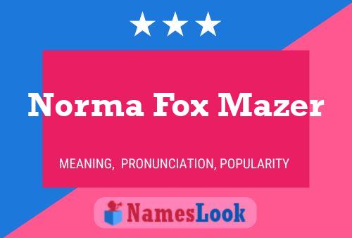 Norma Fox Mazer 名字海报