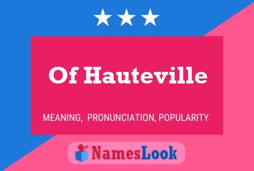 Of Hauteville 名字海报