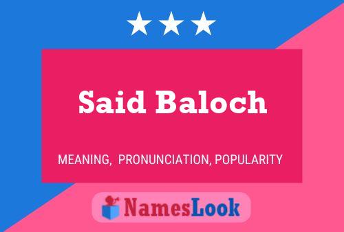 Said Baloch 名字海报