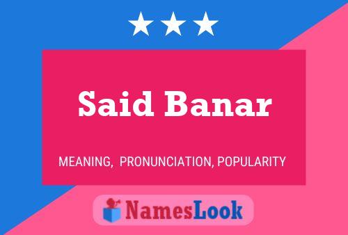 Said Banar 名字海报