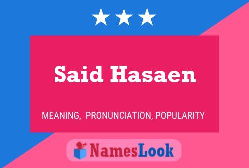 Said Hasaen 名字海报