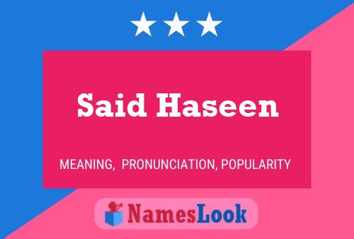 Said Haseen 名字海报