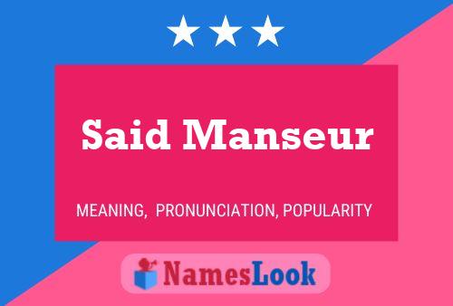 Said Manseur 名字海报