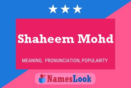 Shaheem Mohd 名字海报