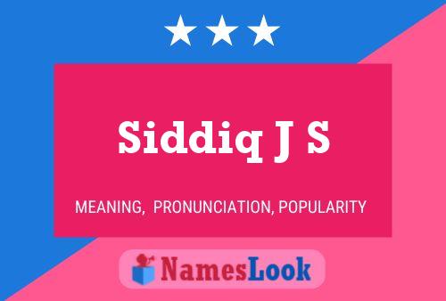 Siddiq J S 名字海报