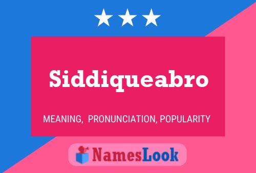 Siddiqueabro 名字海报